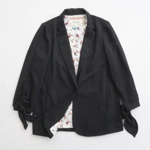Cartonnier Womens Lloyd Blazer Tied Sleeve Black Polyester Sz 10 US - Picture 1 of 10