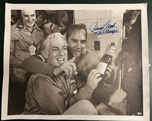 JOHNNY BENCH AUTOGRAPHED CINCINNATI REDS 20X25 B&W CANVAS AASH 75 WS CHAMPS - Picture 1 of 2
