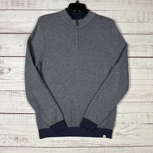 Suéter Re-Hilado Capa Marina Para Hombres XL 1/4 Cremallera Pullover Azul Nailon Mezcla de Lana Tejido - Imagen 1 de 11