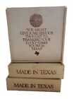 Lot of 3 Wooden Pie Boxes -Made In Texas- Thank Your Lucky Stars You're In Texas