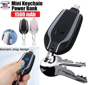 Mini Keychain Portable Power Bank 1500mAh Battery for iPhone Android Smart Phone - Picture 1 of 16