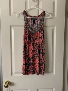 Inc fließendes Top N rot & grau mit Pailletten-Detail vorne neu ohne Etikett - Bild 1 von 4