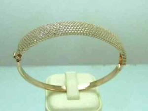 Brazalete brazalete de mujer con acabado de oro amarillo de 14 k de diamantes creados en laboratorio de corte redondo de 4 quilates - Imagen 1 de 5