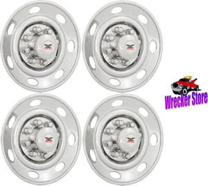 Cantidad 4, 16", 8 orejetas, remolque, cubierta de rueda de acero inoxidable de una sola rueda tapacubos simulador - Imagen 1 de 3