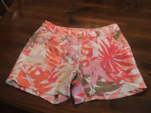 Tommy Bahama Women's Shorts 2 Hawaiin Tropical Pink Red Pockets 100% Linen Beach - Picture 1 of 14
