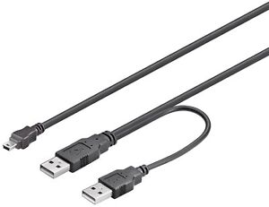 2m Câble USB 2x un Bouchon -> Mini 5pol Câble en Y #d500