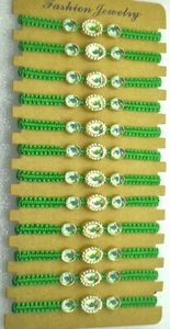 catholic saint green stretchy adjustable wholesale jewelry bracelets lot of 12pc - Picture 1 of 4