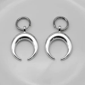 Dangle Moon Earrings Silver Plated - Picture 1 of 4