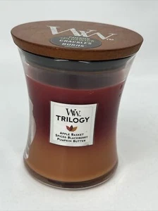 Wood Wick Trilogy Apple Basket Spiced Blackberry Pumpkin Butter 9.7oz candle new - Picture 1 of 5