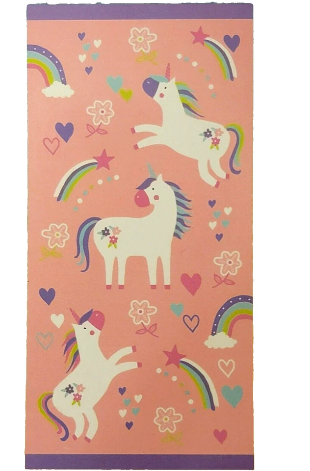 Toalha de praia unicórnio corações crianças piscina 28 x 58 100% algodão nova com etiquetas - Imagem 1 de 1