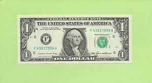 1985 ..UNCIRC $1  F 4381 7596 A  .... 1985 $1  F-A          NICE NOTE      FRN - Picture 1 of 2