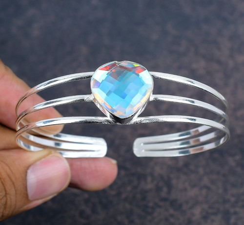 VALENTINO Bracciale gioiello in argento sterling massiccio 925 fatto a mano con pietre preziose topazio mistico