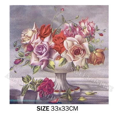 20x Paper Napkins Serviettes Rose Flowers Grey 3Ply Dinner Wedding Party AU - image 1 of 3