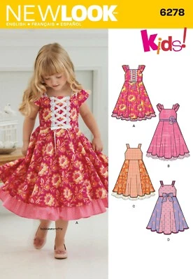 NEW LOOK 6278 CHILD'S DRESS Sewing Pattern Kids Trim Variations Ages 3 - 8 years - Image 1 of 4
