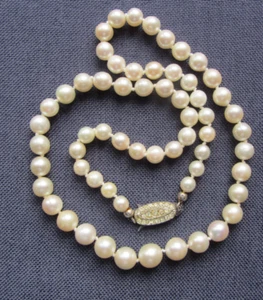 925 Silber Alte Salzwasser Perlen Kette Collier 50 cm Lang Akoya Halskette 33g - Bild 1 von 9