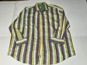 Robert Graham Long Sleeve Shirt Striped Colorful Flip Cuff Size 3XL - Picture 1 of 24