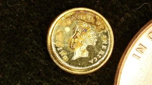 MINIATURE COIN 1854 DOLLAR INDIAN PRINCESS sm GOLD PLATE over STERLING SILVER - Picture 1 of 2