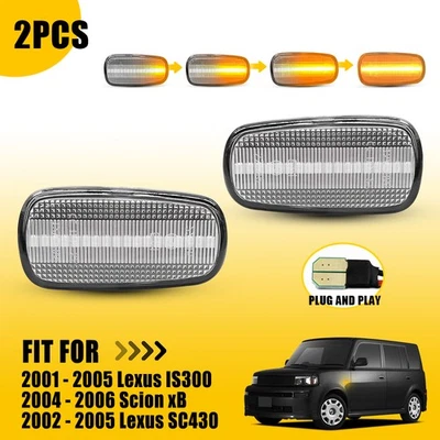 Par de luces de giro de señal lateral LED ámbar dinámico para Lexus SC430 2002-2005 Foto 1 de 4