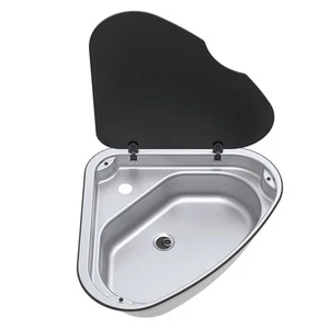 Thetford Sink Stainless Steel Triangular Bowl Glass Lid Series 33 Caravan Boat - Picture 1 of 6
