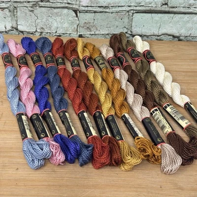 Lot of 12 DMC Cotton Perle #3 Neutral Colors Embroidery Floss 15m/16.4y/5g Coton - Image 1 of 4