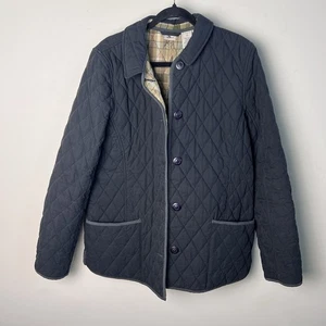LL Bean Black Quilted Women's Large Button Up Lined Barn Chore Jacket - Picture 1 of 10
