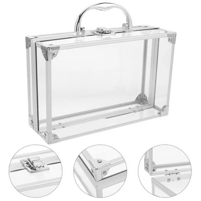  Transparent Portable Book Box Books Holder with Handle Organizing Case - Image 1 of 4