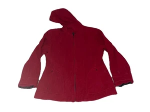 Abrigo con Capucha Mujer Talla Grande Lana/Nailon Fleet Street Rojo Cremallera Completa - Imagen 1 de 11