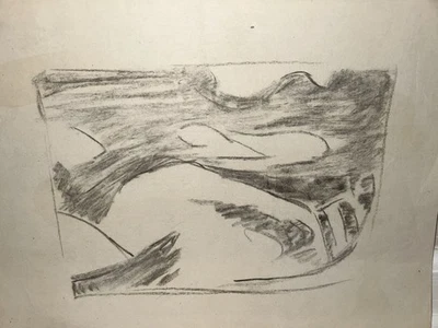 Karl Mattern Mid Century Moderno Carbón Abstracto Boceto Rural Bonito Iowa!!! Foto 1 de 2