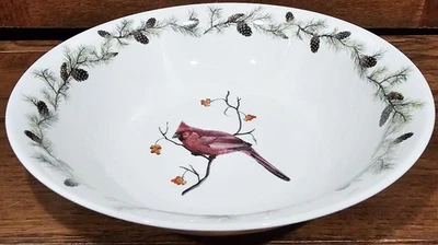 Sonoma 9.25" CUENCO PARA SERVIR Cardinal con Diseño de Piña Pájaro Rojo Usado en Excelente Condición Foto 1 de 4