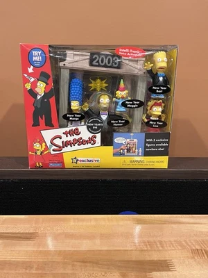 Игровой набор Simpsons Playmates WOS New Year's Eve Environment 2003 запечатанный Гомер Барт - Изображение 1 из 4