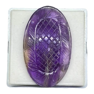 154.60 Cts Natural Ametrine Carved 62x37mm Pendant Size Stunning Purple Gemstone - Picture 1 of 9