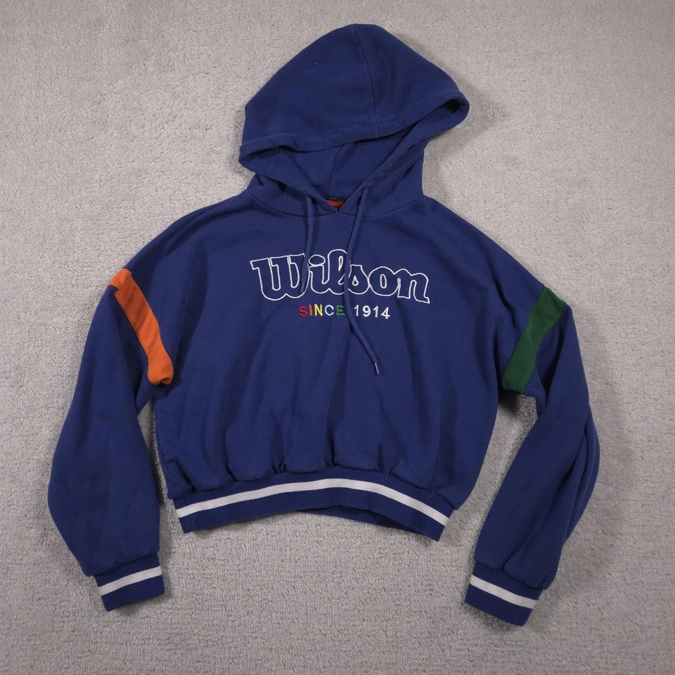 Sudadera con Capucha Wilson Para Mujer Grande Azul Recortada Bordada Desde 1914 Sudadera Logo Foto 1 de 4