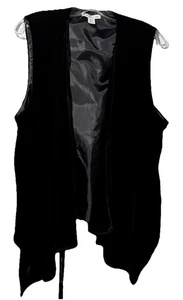 Black Waterfall Velvet Vest Womens Size M (10-12) Coldwater Creek Whimsy Goth - Picture 1 of 6