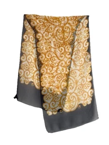 Codello Blue Silk Women’s Scarf Baroque Pattern 64"/16" - Picture 1 of 5