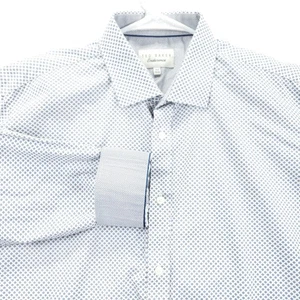 Ted Baker Endurance Shirt Mens 16.5 34/35 Blue Micro Print Flip Cuff Cotton - Picture 1 of 10