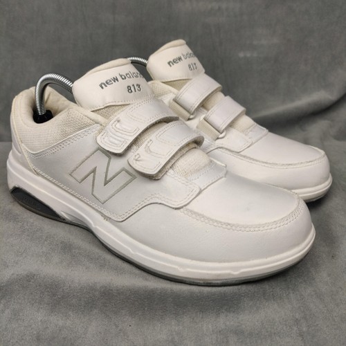 Scarpe da passeggio New Balance 813 uomo taglia 9D sneakers pelle bianca due cinturini