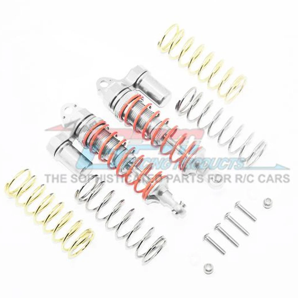 GPM Silver Aluminum Front Piggyback Shocks Traxxas 4x4 Slash Rustler Stampede