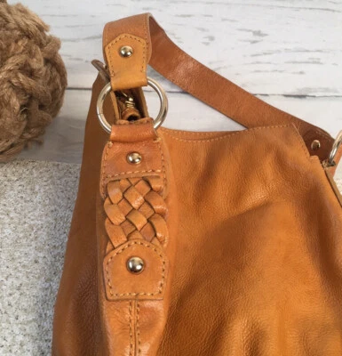 Banana Republic Shoulder Bag Chestnut Brown Genuine Leather Braided Tote Purse - Image 1 of 4