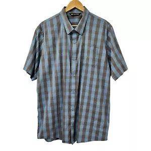 Camicia Travis Matthew Golf a quadri con bottoni taglia XXL blu Preppy Performance uomo - Foto 1 di 8
