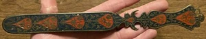 "Antiguo abrecartas de latón esmaltado de lujo del siglo XIX 10 1/16"" antiguo C16" - Imagen 1 de 12
