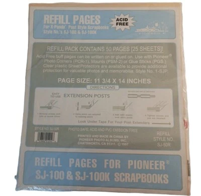 Nuevas páginas de recarga para álbumes de recortes Pioneer SJ-100 y SJ-100k 25 hojas estilo SJ-50R Foto 1 de 4
