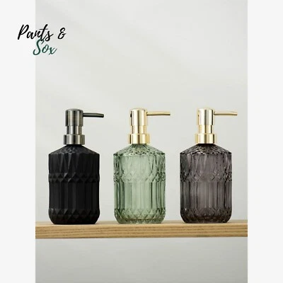 Glass Liquid Shampoo Soap Dispenser 390ml Hand Pump Bottle Green Black - image 1 of 4