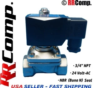 3/4" npt 24-Volt AC Brass Electric Solenoid Valve, Seal: NBR (Buna N) - Picture 1 of 5