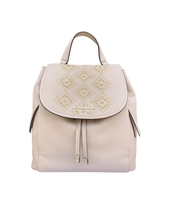 Michael Kors Riley Large Ballet Pebbled Leather Backpack Pink Studded - Image 1 of 4