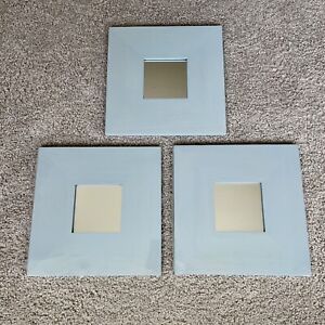 Lot of 3 IKEA MALMA Blue Framed Wall Mirrors 10” x 10” (2) NEW and (1) OPEN