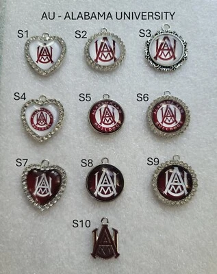 Berloques de venda de equipes esportivas da A&M Alabama University NCAA, pedras CZ, vidro superior - Imagem 1 de 4