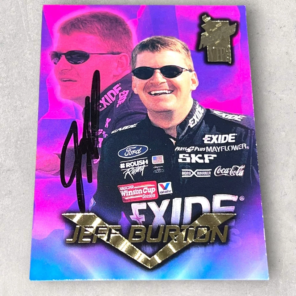 Jeff Burton "THE MAYOR" VINTAGE autographed NASCAR card 1998 PRESS PASS VIP - Image 1 of 1