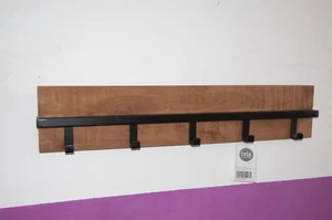 Appendiabiti da parete in legno di mango mango metallo etano gancio cappelliera pannello da parete - Foto 1 di 7