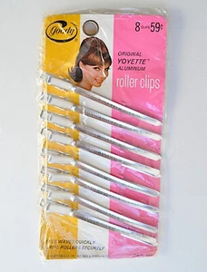 NIP 8 Goody Yoyette Aluminum Wave Clips Sectioning Roller New 60s On Card VTG - Picture 1 of 7