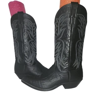 Nocona Cowboy Western Boots Black Leather Embroidered Men's Size 10 D - Picture 1 of 8